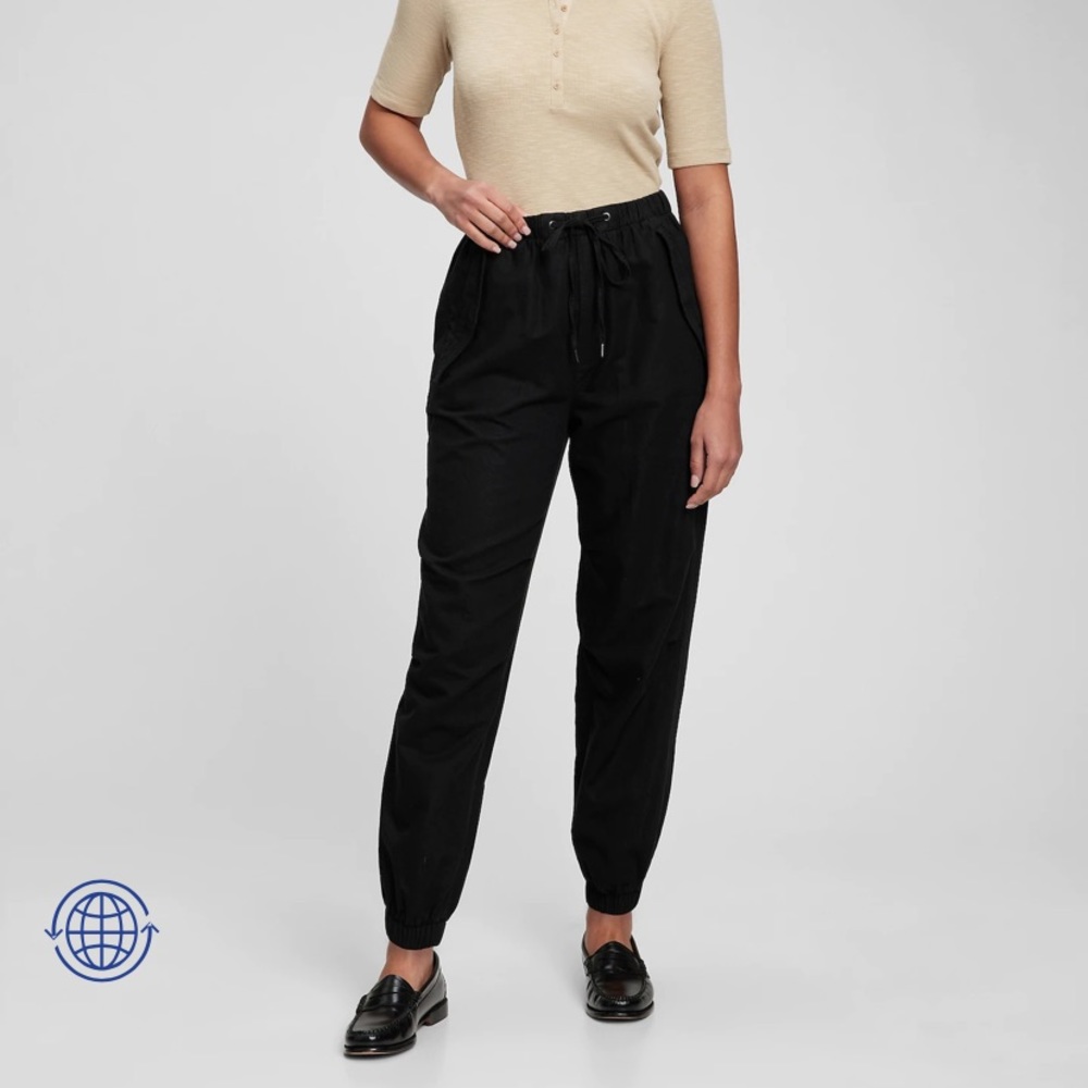 GAP | Black high-Rise Linen-Cotton Utility Joggers